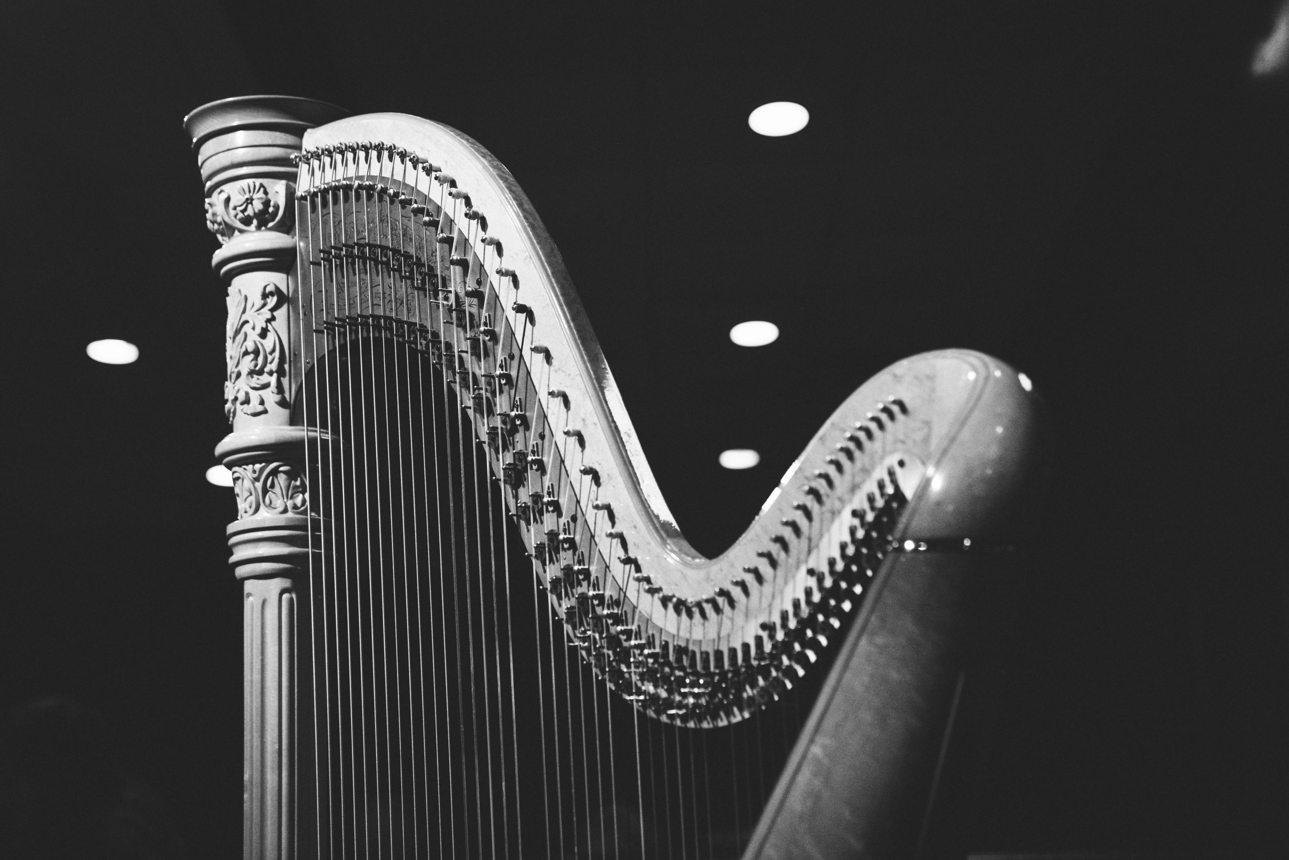Black and White Harp Stock Photo